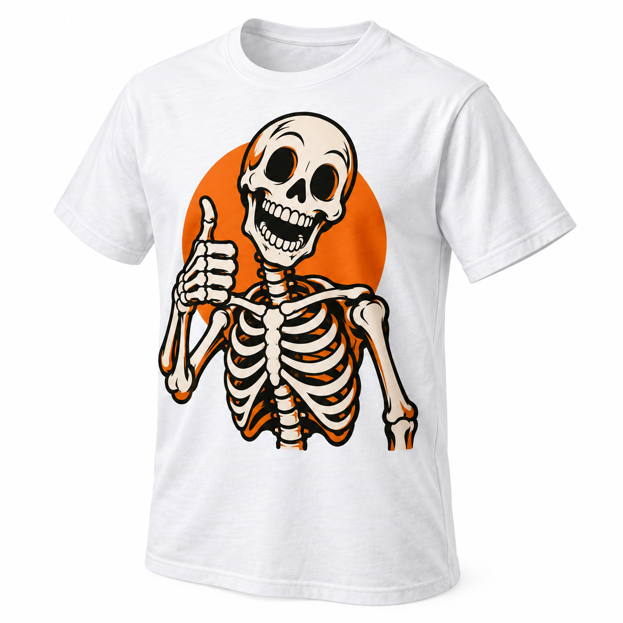 A funny white skeleton T-shirt