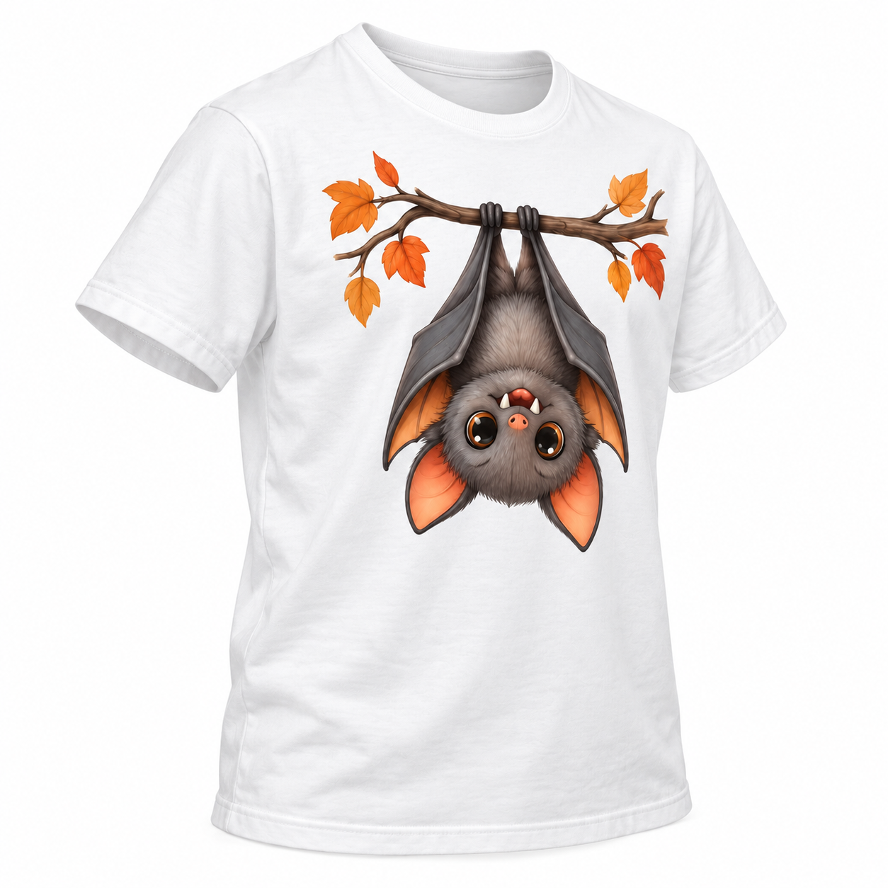 White Kawaii Happy Bat T-shirt 1