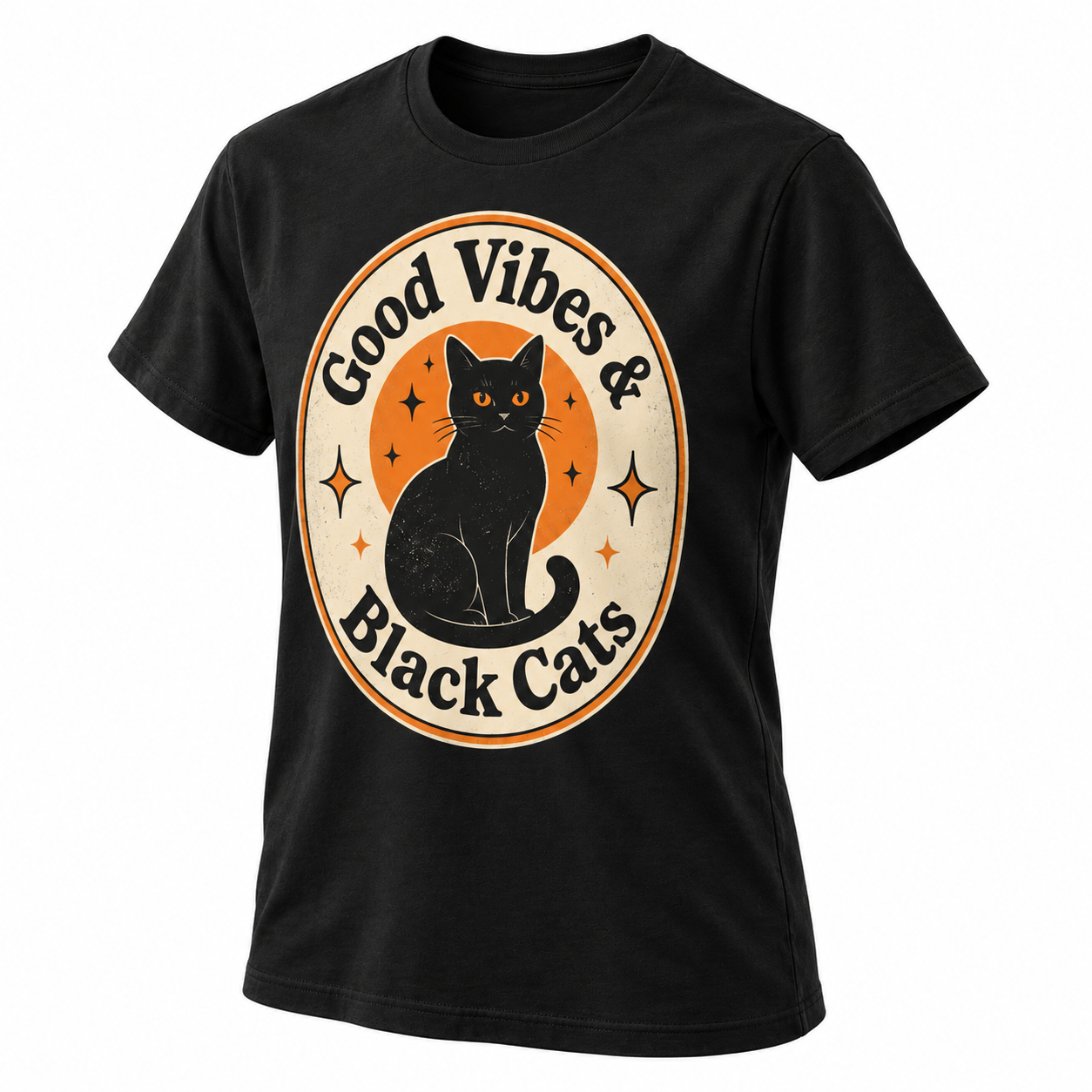 Good Vibes with black cat T-shirt 4