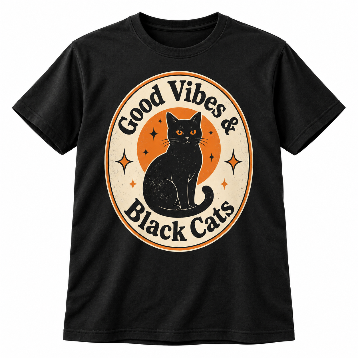 Good Vibes with black cat T-shirt 3