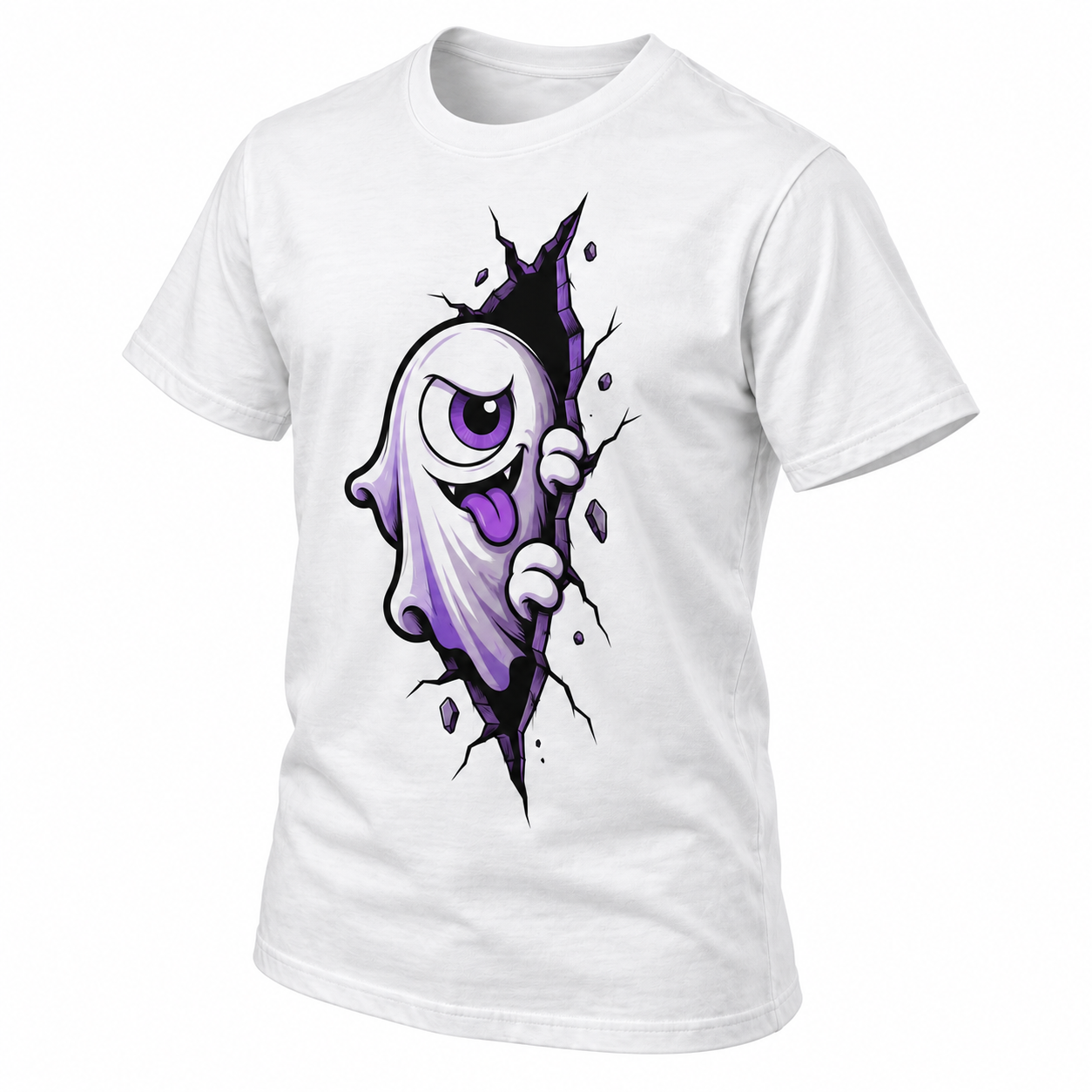 A one-eyed ghost peeking out T-shirt