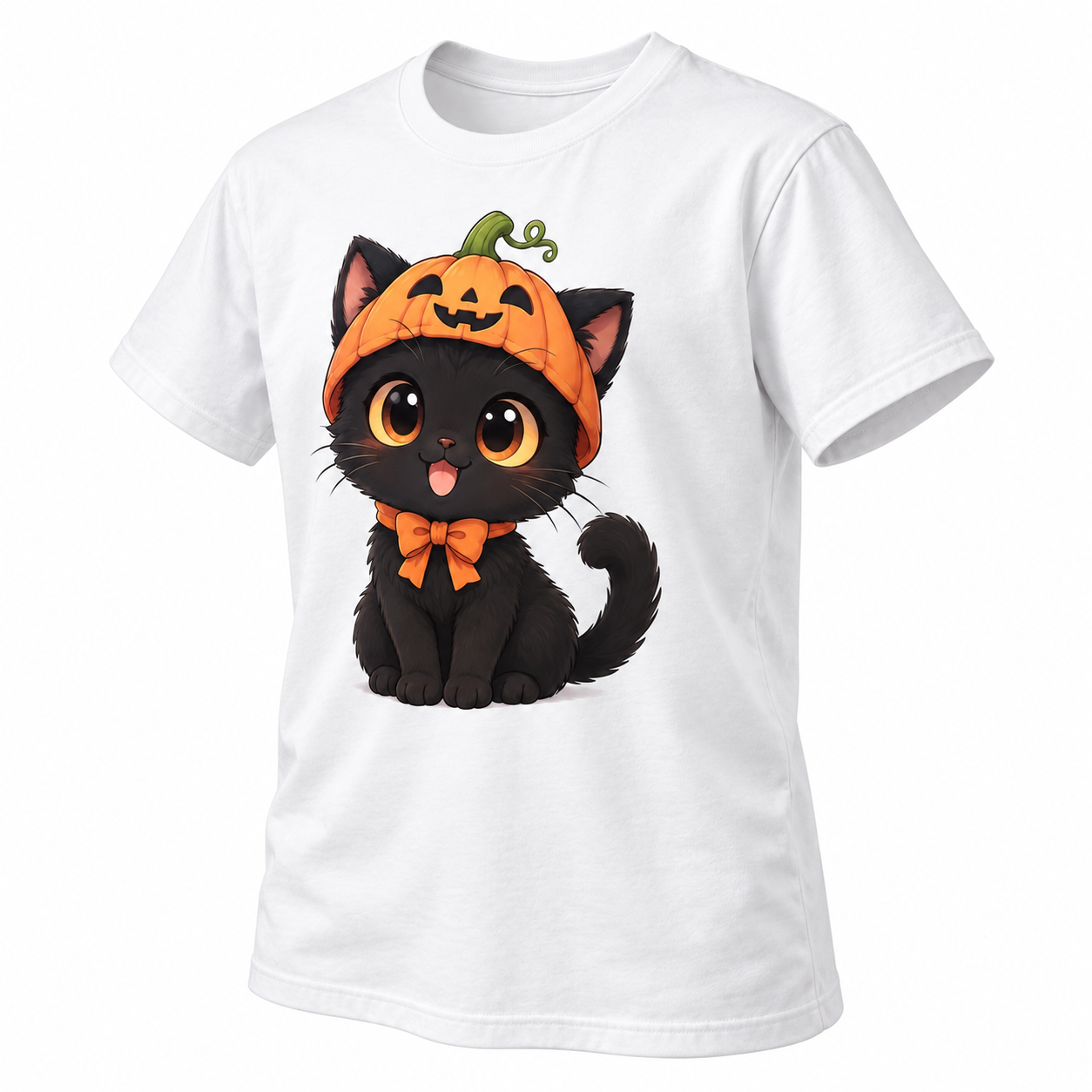 Black Cat with Pumpkin T-shirt 3