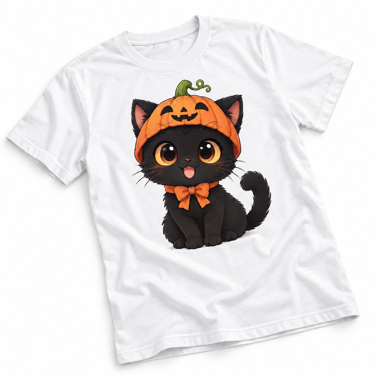 Black Cat with Pumpkin T-shirt 2