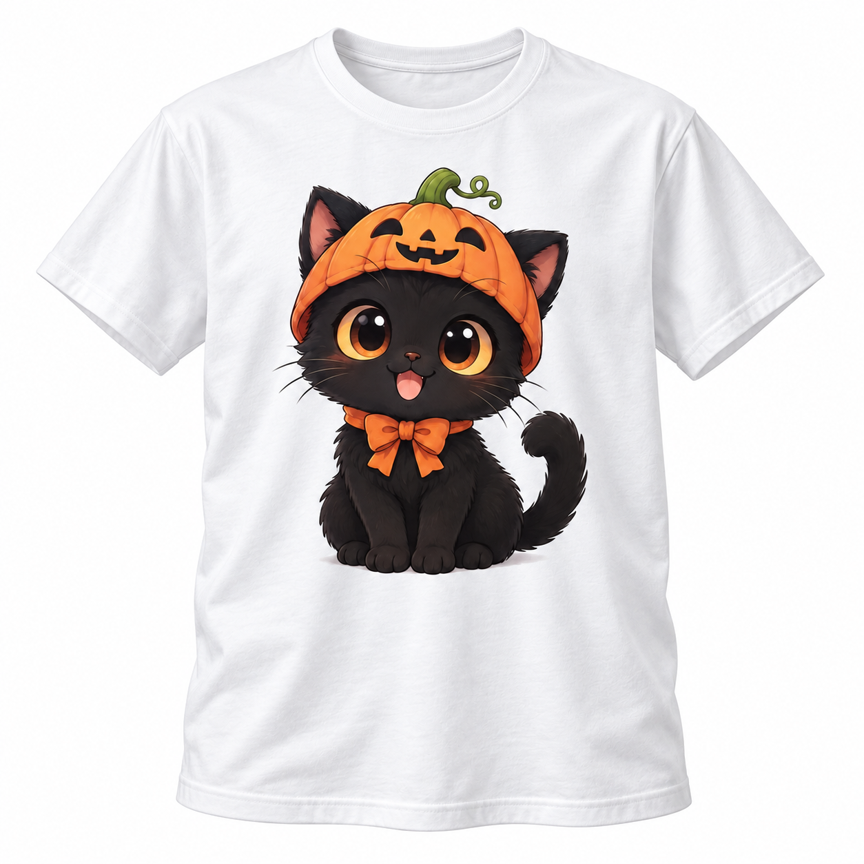 Black Cat with Pumpkin T-shirt 5